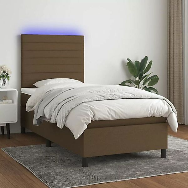 vidaXL Bett Boxspringbett mit Matratze & LED Blau 90x200 cm Stoff günstig online kaufen