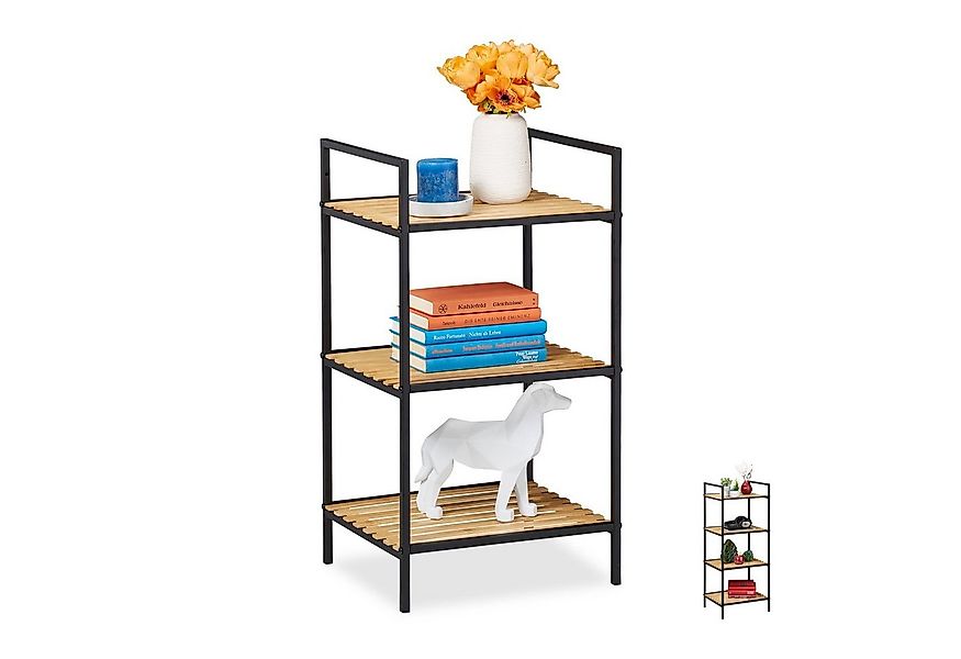 relaxdays Standregal aus Bambus & Metall, 3 günstig online kaufen