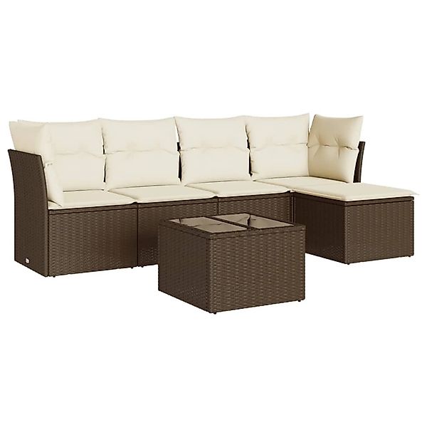 vidaXL 6-Tlg Garten-Sofagarnitur mit Kissen Braun Poly Rattan 3249412 günstig online kaufen