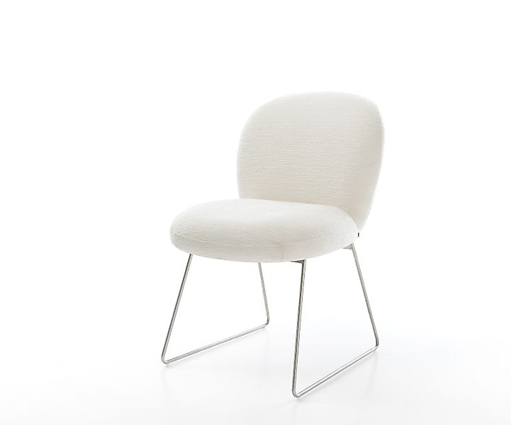 Esszimmerstuhl Nube-Flex Bouclé Soft Beige Kufengestell Edelstahl Taschenfe günstig online kaufen