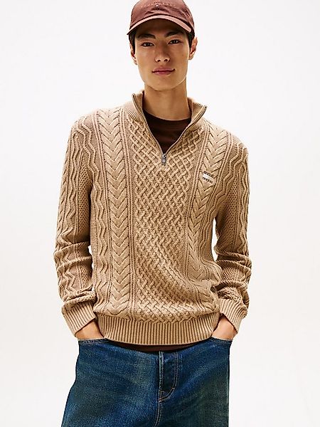 Tommy Jeans Strickpullover Troyer-Kragen mit Reißverschluss, slim fit, Zopf günstig online kaufen