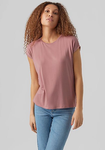 Vero Moda Rundhalsshirt "VMAVA PLAIN SS TOP GAJRS NOOS" Materialmix, regula günstig online kaufen