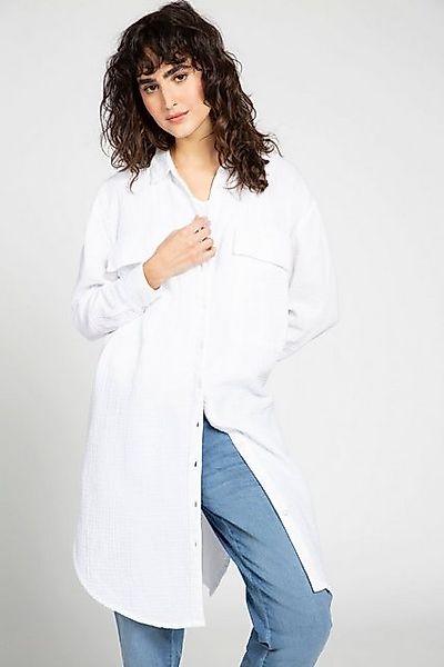 Gina Laura Hemdbluse Longbluse Oversized Hemdkragen Langarm günstig online kaufen