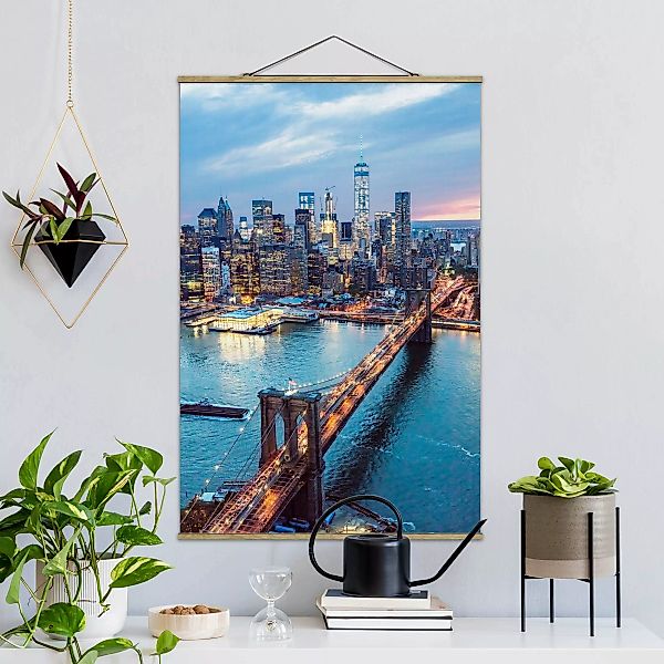 Stoffbild mit Posterleisten Brooklyn Bridge New York günstig online kaufen