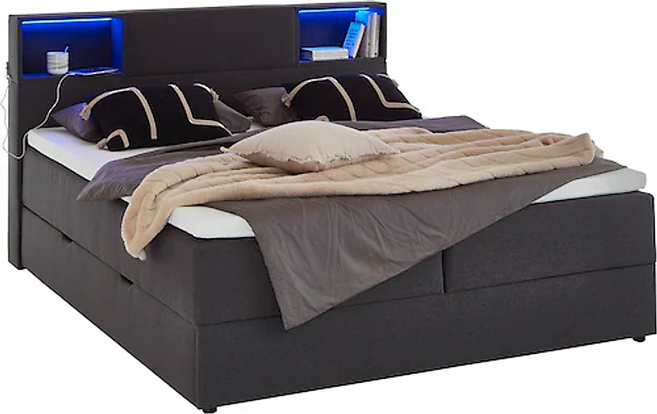 meise.möbel Boxspringbett »Caja mit Bettkasten und Topper«, mit LED ausgest günstig online kaufen