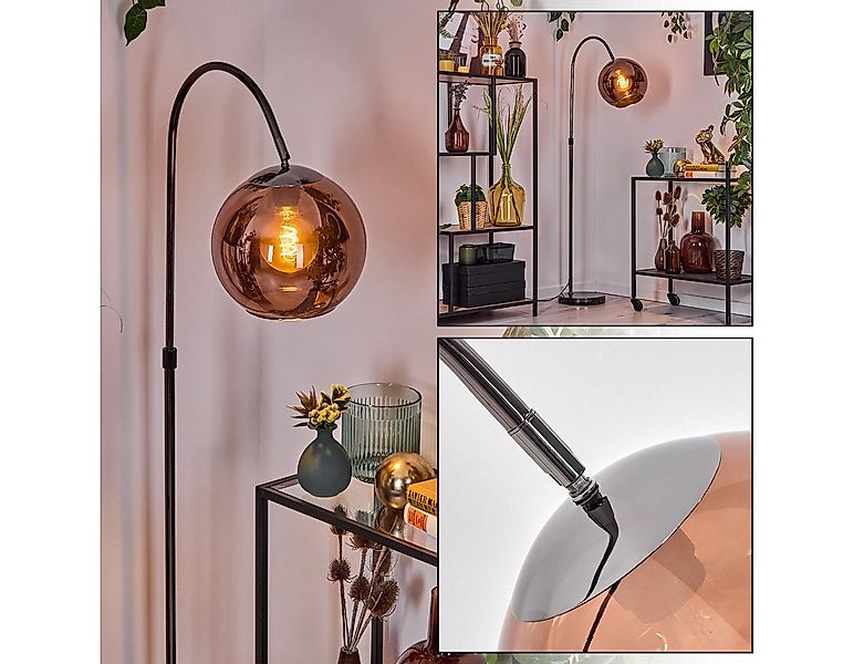 hofstein Stehlampe Stehlampe aus Metall/Glas in Schwarz/Chrom/Kupfer im Ret günstig online kaufen