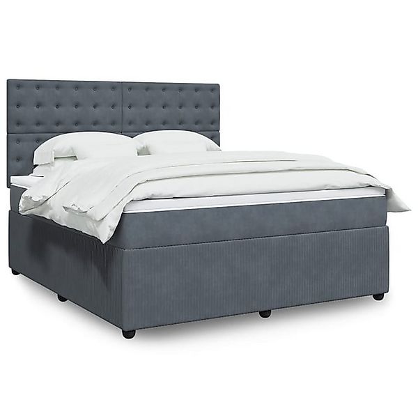 vidaXL Bettgestell Boxspringbett mit Matratze Dunkelgrau 180x200 cm Samt Be günstig online kaufen