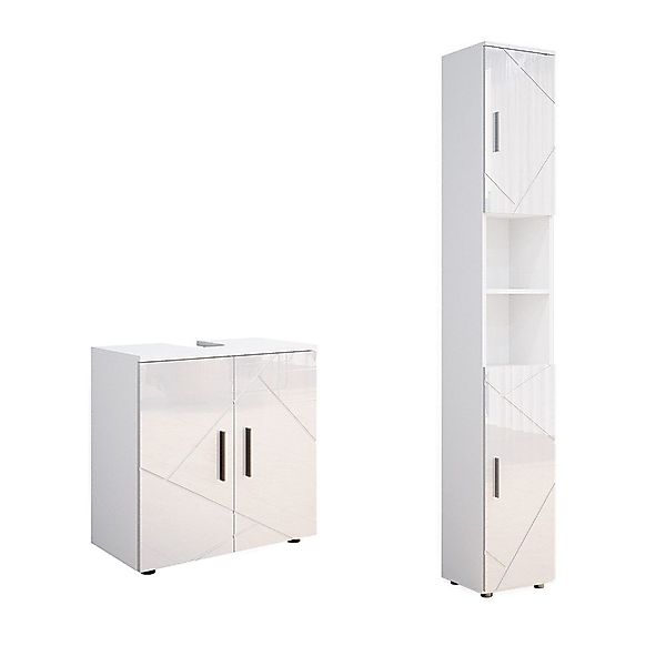 Vicco Badmöbel-Set Irma, Weiß Hochglanz/Weiß, 2 günstig online kaufen