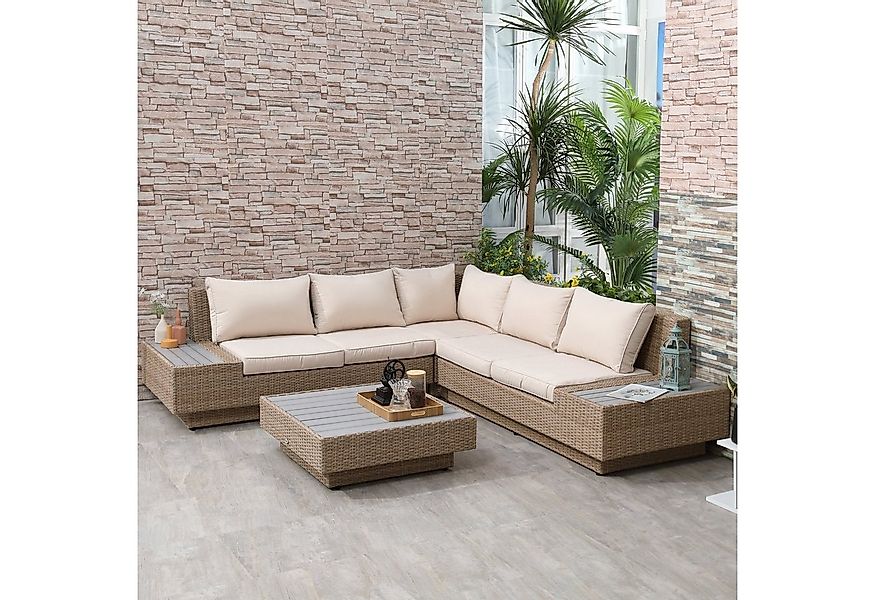 Outsunny Sitzgruppe 4-tlg. Luxus Polyrattan Gartengarnitur, (Gartenmöbel, 4 günstig online kaufen
