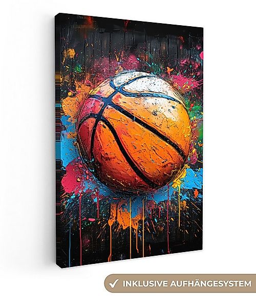 OneMillionCanvasses® Leinwandbild Graffiti - Basketball - Farbe - Sport - S günstig online kaufen