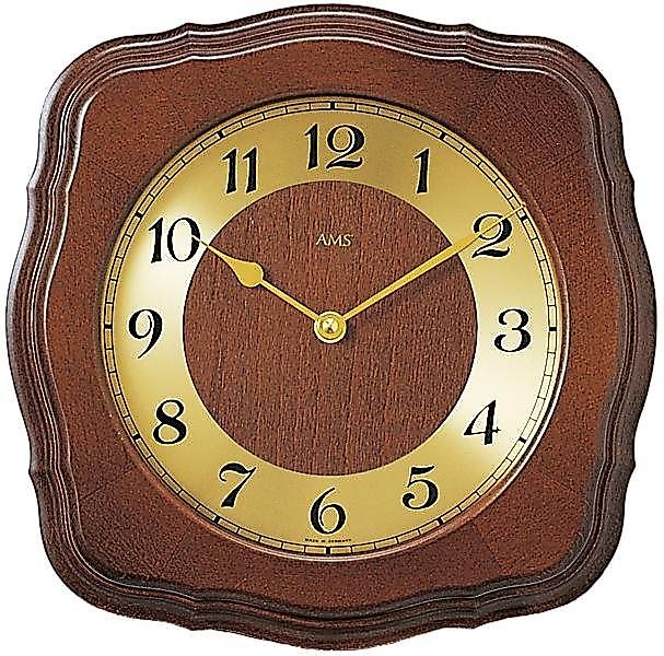 AMS Funkwanduhr F5862/1 (Quarz,Holz,Glas,Buche nussbaumfarben,Wohnzimmer,Kü günstig online kaufen
