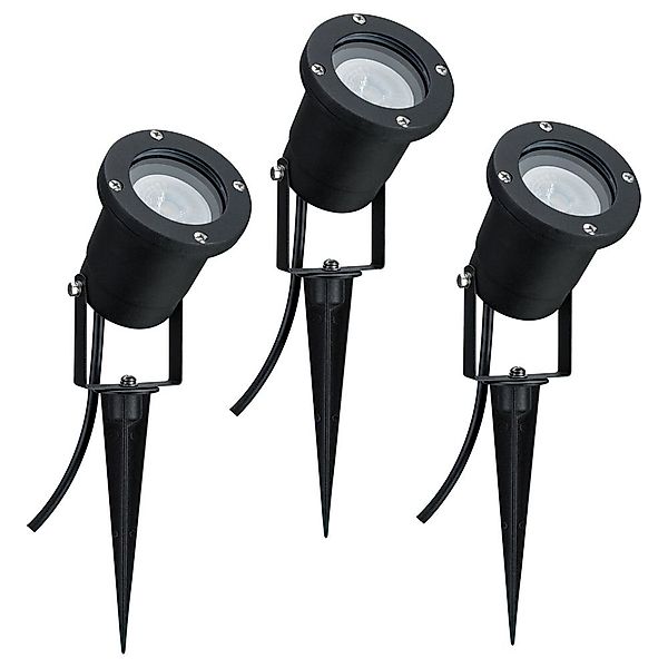 Erdspießleuchte Garden, IP65, Alu, schwarz, GU10, 230V, 3er Set günstig online kaufen