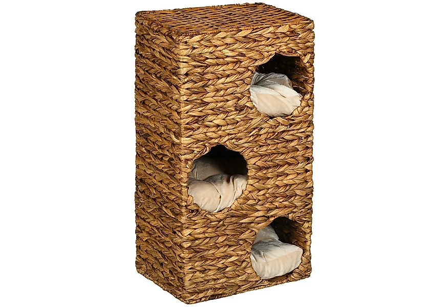 PawHut Kratzbaum 76 cm Hoch Katzentonne mit 3 Höhle, Waschbaren Kissen, Kat günstig online kaufen