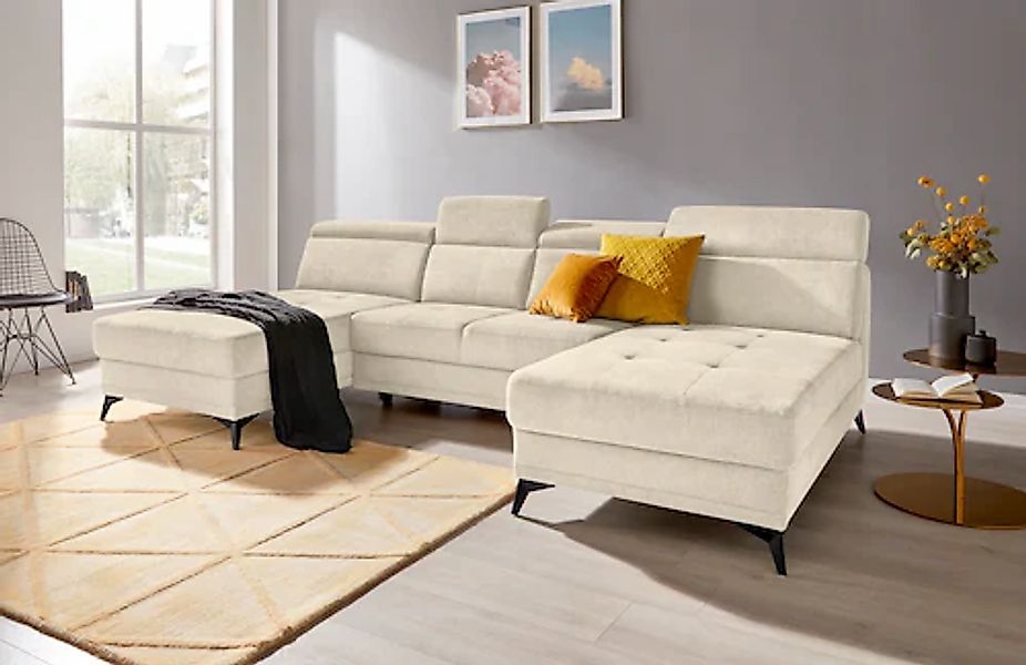 INOSIGN Wohnlandschaft »Cardiz U-Form« inkl.Kopfteilverstellung und Federke günstig online kaufen