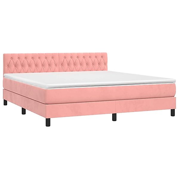 vidaXL Boxspringbett mit Matratze & LED Rosa 160x200 cm Samt 3134596 günstig online kaufen