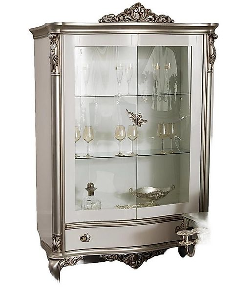 Xlmoebel Vitrine Traditionelle Silber Vitrine im französischen Stil Möbel ( günstig online kaufen