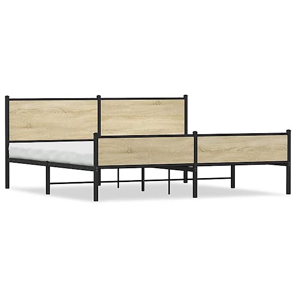 vidaXL Metallbett ohne Matratze Sonoma-Eiche 193x203 cm 3301403 günstig online kaufen