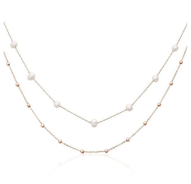 JEWLIX Edelstahlkette Layerdesign mit Süßwasserperlen und Edelstahlperlen R günstig online kaufen