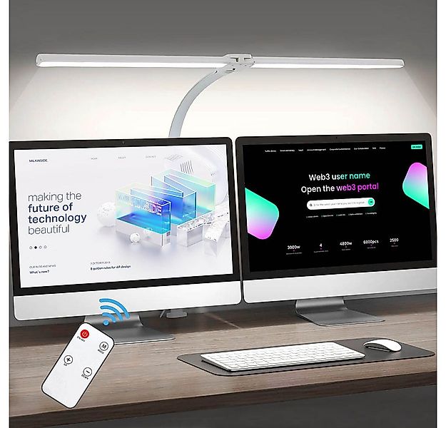 Sunicol LED Schreibtischlampe Doppelkopf klemmbar Schreibtischlampe, Dimmba günstig online kaufen