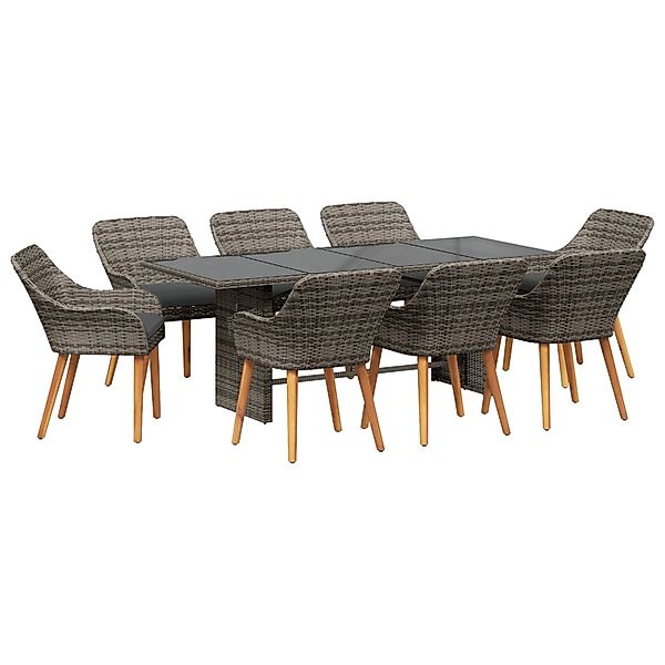vidaXL 9-Teilige Garten Essgruppe Graues Poly-Rattan 3261626 günstig online kaufen