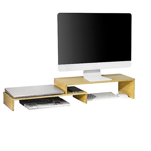 SoBuy Breitenverstellbarer Monitorständer Monitorerhöhung für Schreibtisch günstig online kaufen