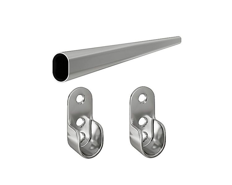 MS Beschläge Kleiderstange Garderobenstange verchromt 30x15mm oval Wandhalt günstig online kaufen