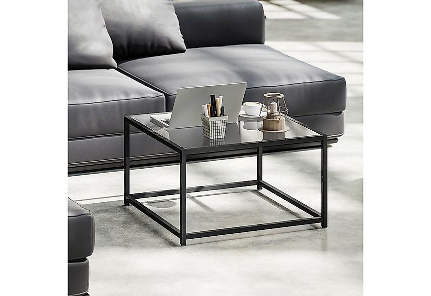 HOMCOM Beistelltisch mit Hartglas-Tischplatte (Wohnzimmertisch, 1-St., Quad günstig online kaufen