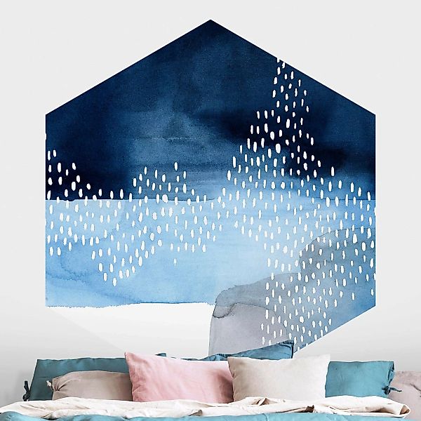 Hexagon Fototapete selbstklebend Abstrakter Wasserfall günstig online kaufen