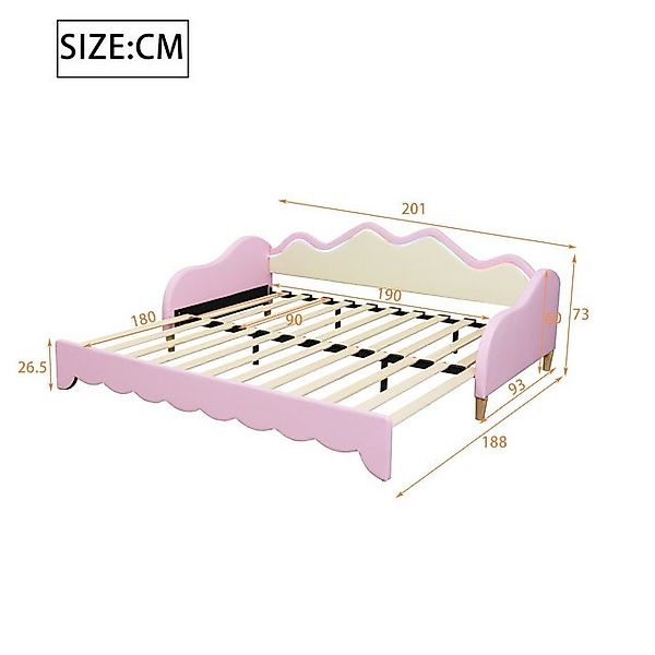 Fanttik Kinderbett 2 in1 LED-Kunstleder Kinderbett & Schlafsofa 90/180x190 günstig online kaufen
