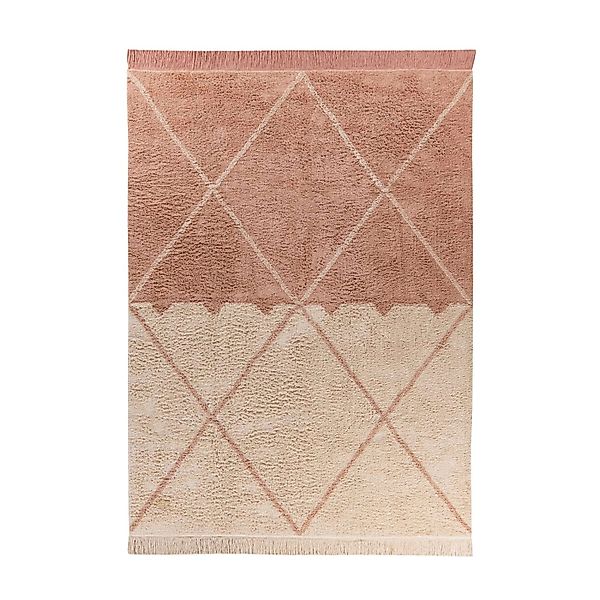 MeGusta Kurzflor Teppich Modern Creme Altrosa pflegeleicht 120 x 170 cm günstig online kaufen