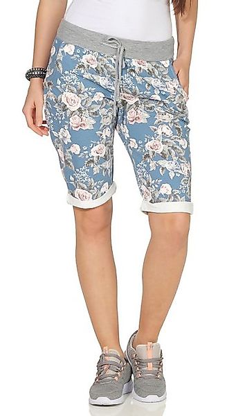 CLEO STYLE Sweatbermudas Sweat Bermuda 9 Blau Blume 1 günstig online kaufen