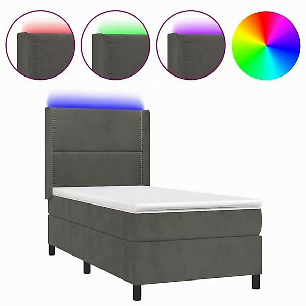 vidaXL Boxspringbett Boxspringbett mit Matratze LED Dunkelgrau 80x200 cm Sa günstig online kaufen