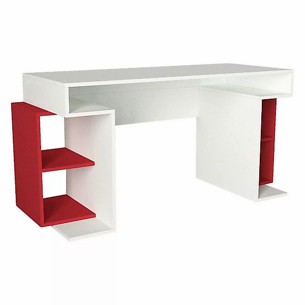 Schreibtisch Monument weiß rot B/H/T: ca. 140x75x75 cm günstig online kaufen