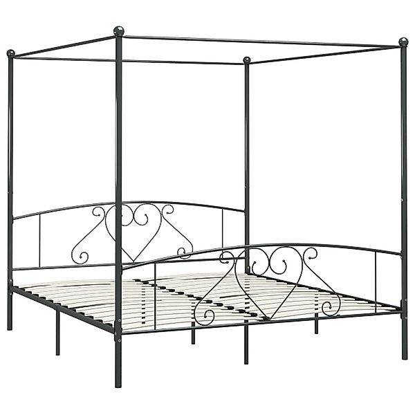 Himmelbett-gestell Grau Metall 180 X 200 Cm günstig online kaufen