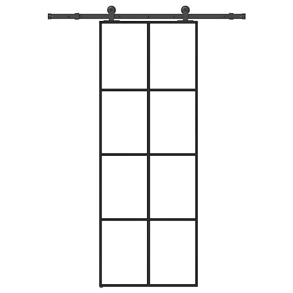 vidaXL Schiebetür mit Beschlag 76x205 cm ESG-Glas & Aluminium 3332886 günstig online kaufen