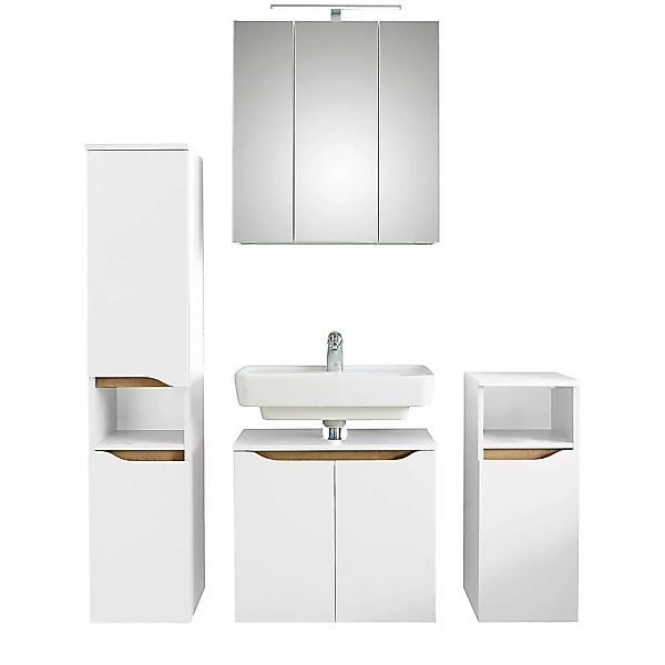 Badezimmer Set, 4-teilig, in Weiß Glanz mit Weiß Hochglanz QUEIMADOS-66, B/ günstig online kaufen