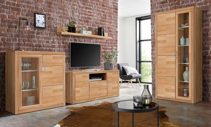 Home affaire Wohnwand "Logo,Fronten Massivholz,Korpus Holzwekstoff,viel Sta günstig online kaufen