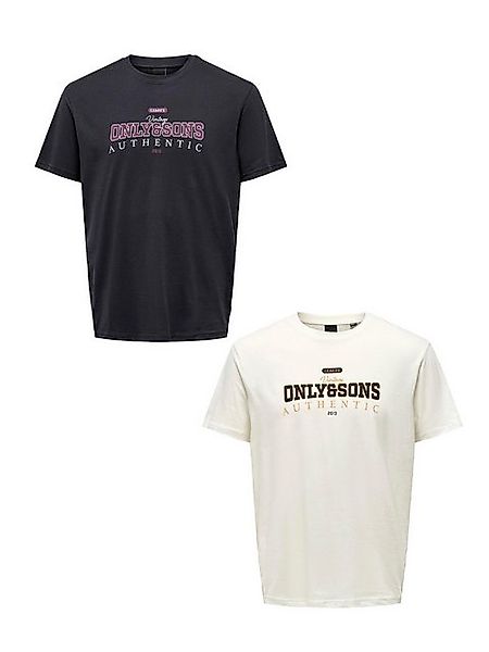 ONLY & SONS T-Shirt 2er-Set Rundhals Kurzarm (1-tlg) ONSMAX LIFE LOGO SS TE günstig online kaufen