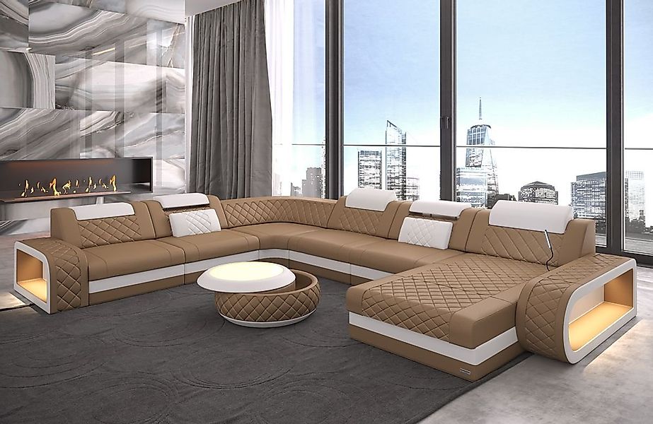 Sofa Dreams Wohnlandschaft Ledercouch Sofa Leder Berlin XXL U Form Ledersof günstig online kaufen