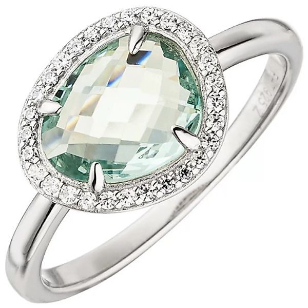 SIGO Damen Ring 925 Sterling Silber 1 Glasstein hellblau blau 29 Zirkonia S günstig online kaufen