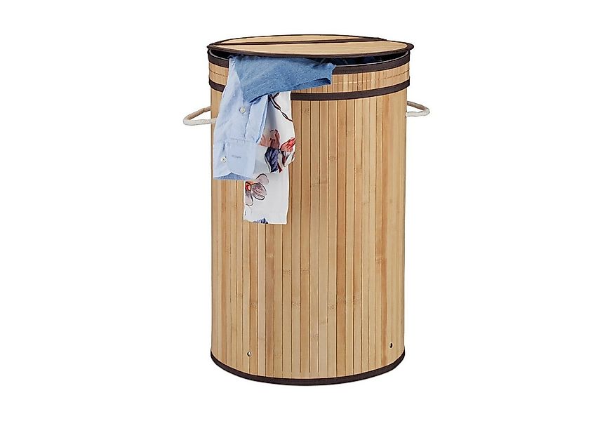 relaxdays Wäschekorb Bambus mit Klappdeckel, natur günstig online kaufen