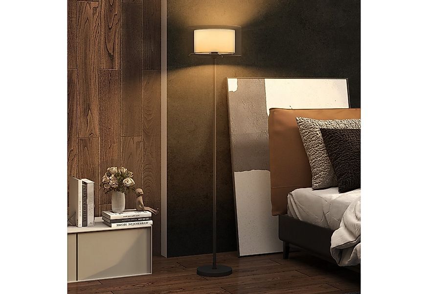 HOMCOM Stehlampe moderne Lampe mit Stoffschirm, Fußschalter, ohne Leuchtmit günstig online kaufen