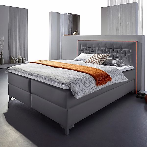 INOSIGN Boxspringbett "Coos" mit besonderer Steppung im Kopfteil, 3 Matratz günstig online kaufen