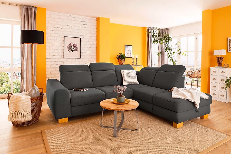 Home affaire Ecksofa »Dundee L-Form«, wahlweise mit Kopfteilverstellung und günstig online kaufen