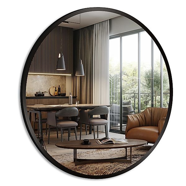Boromal Spiegel Wandspiegel Schwarz Metallrahmen Rattan günstig online kaufen