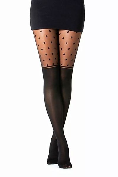COFI 1453 Leggings Damen Strumpfhose mit Punkten Durchsichtig Baumwollzwick günstig online kaufen