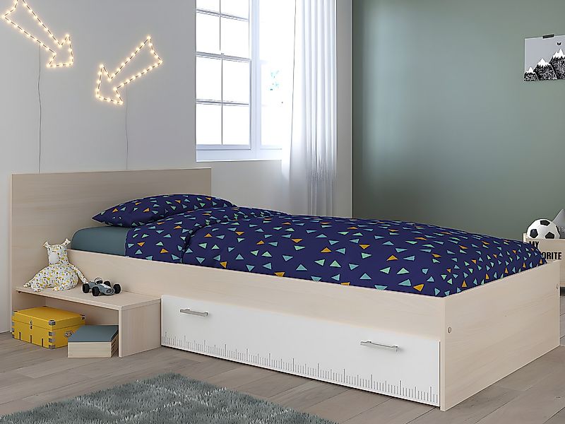 Kinderbett mit 1 Schublade + Lattenrost + Matratze - 90 x 190 cm - Naturfar günstig online kaufen
