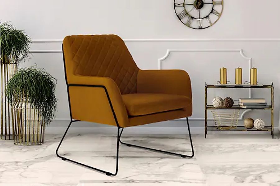 Leonique Sessel »Olo Cocktailsessel«, mit Karo-Prägung im Rückenteil und Bü günstig online kaufen