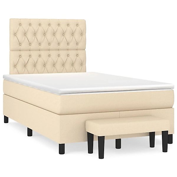 vidaXL Boxspringbett Boxspringbett mit Matratze Creme 120x200 cm Stoff Bett günstig online kaufen