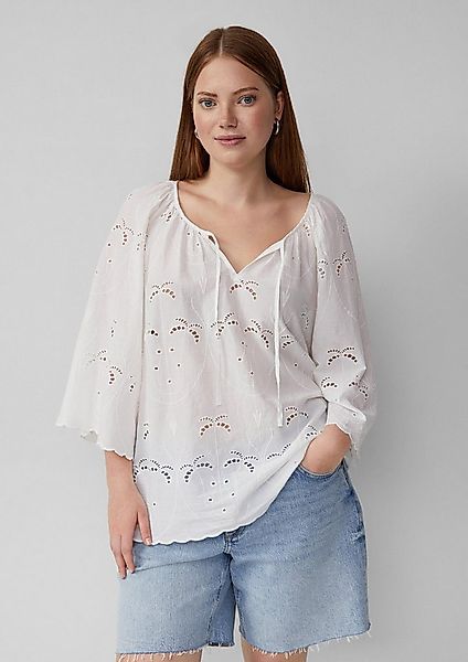 QS Kurzarmbluse Bluse Bluse mit Lochspitzen-Details günstig online kaufen